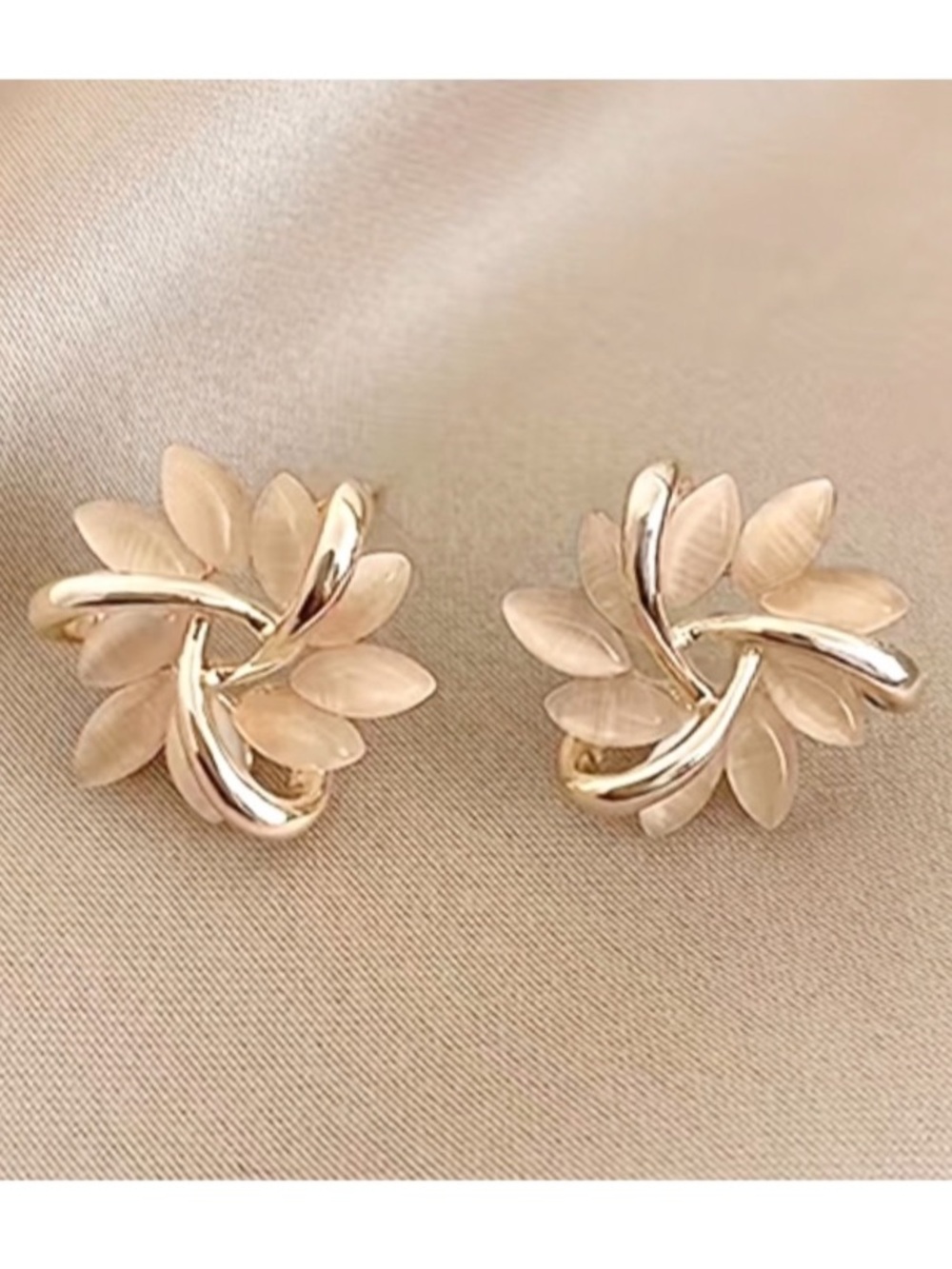 Flower Swirl Gold Toned Stud Earrings